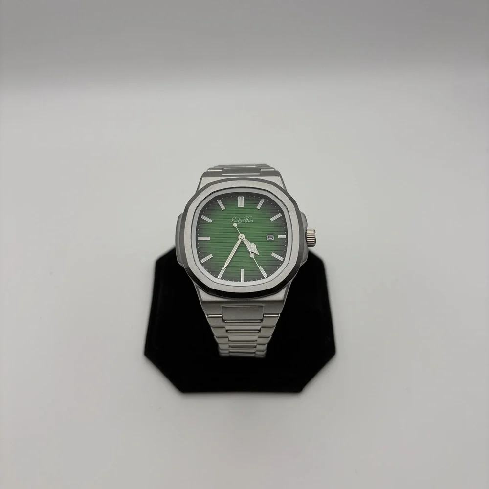 Lucky Fours watch green dial stainless steel , new battery